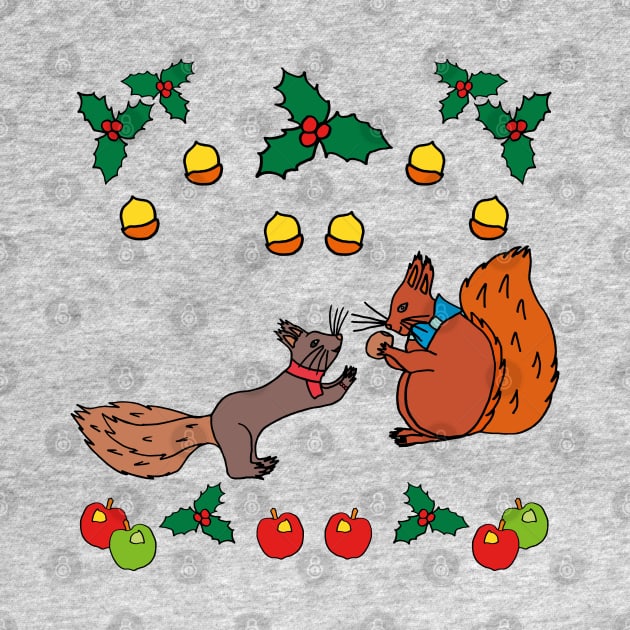 Squirrels with nuts fall design by Anke Wonder 